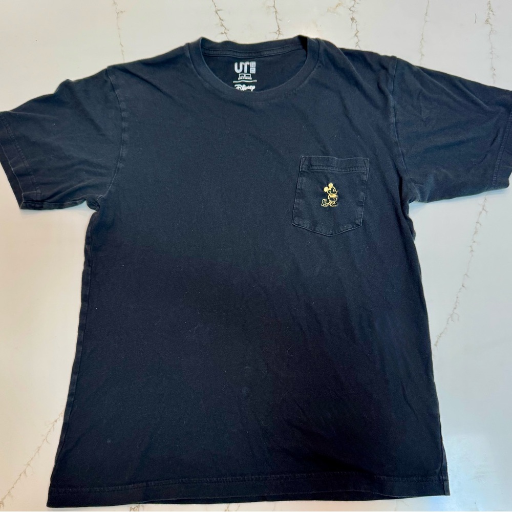 Disney Men's Black Pocket Tee with Mickey Embroidery Size Small